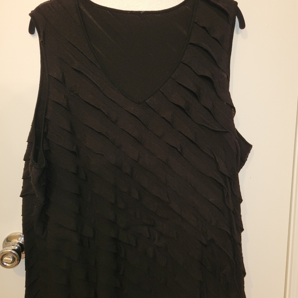 Black V-Kneck Side-Ruffled Blouse